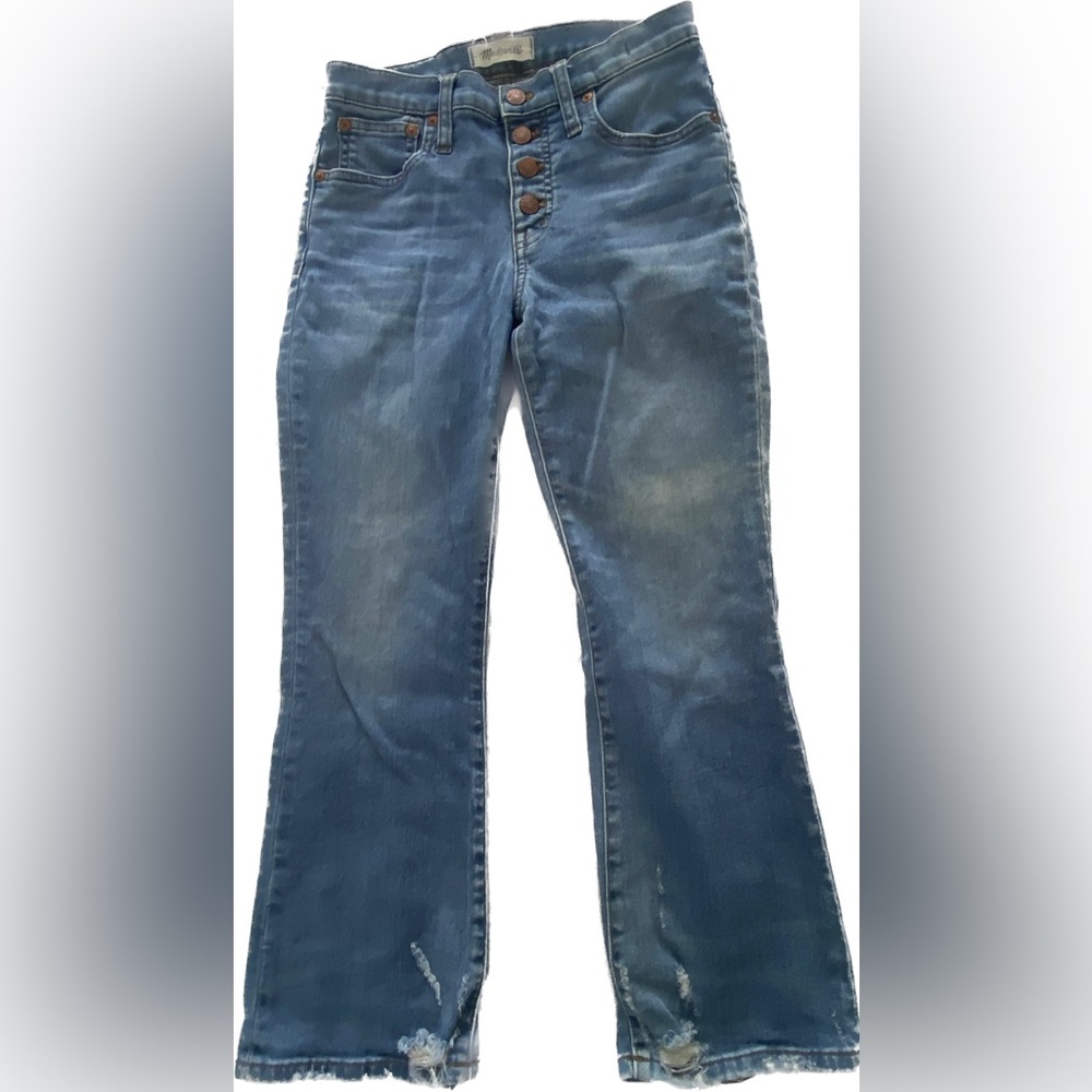 MADEWELL Cali Demi Boot jeans.  Exposed button front  25P